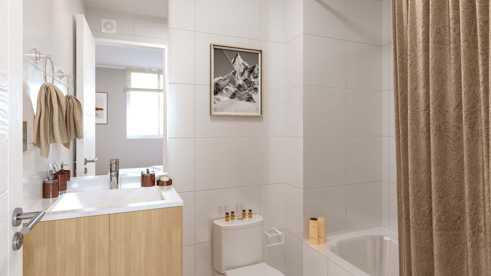 Baño con cerámica rectificada