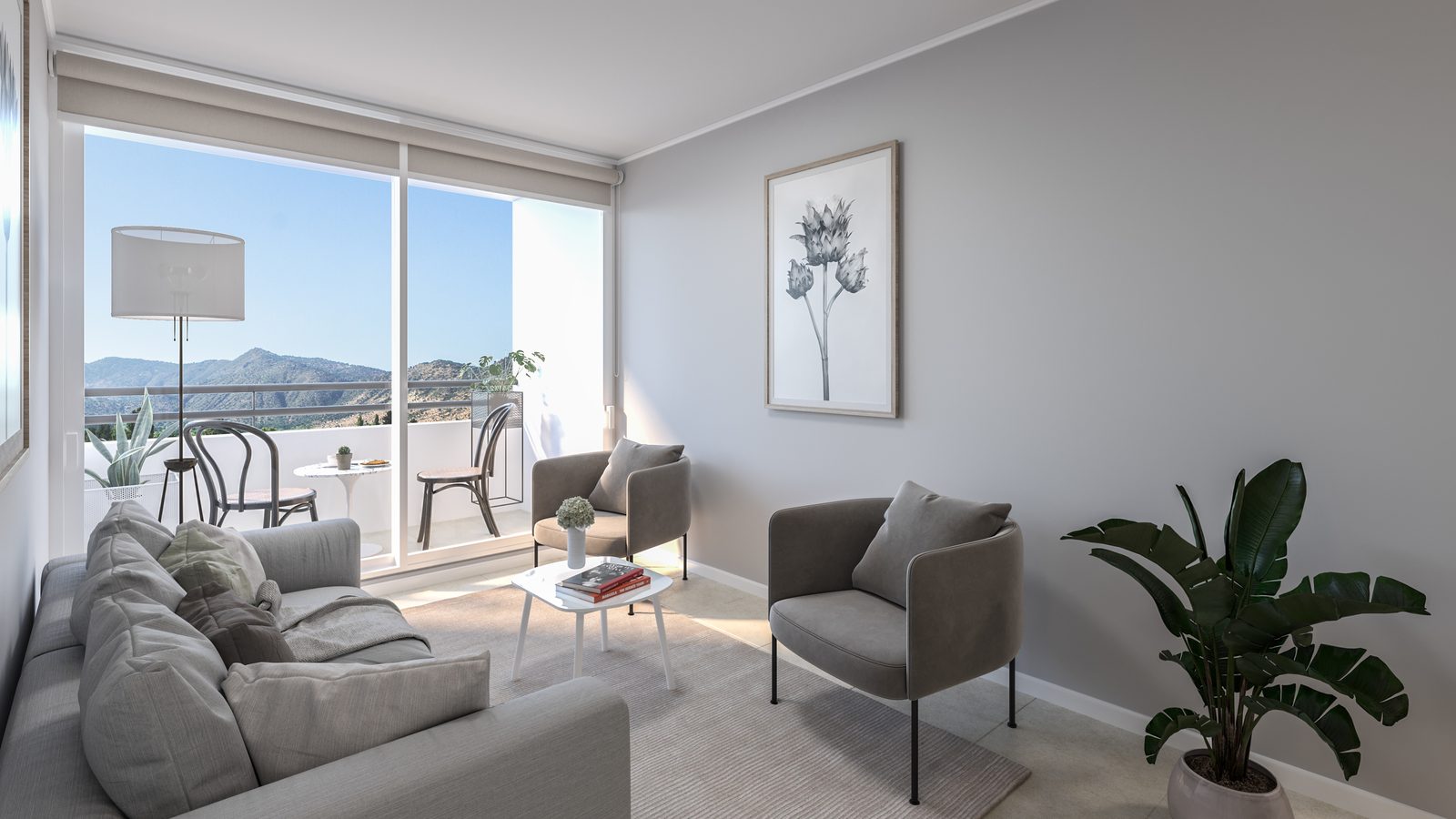 Living comedor con acceso a terraza y luz natural